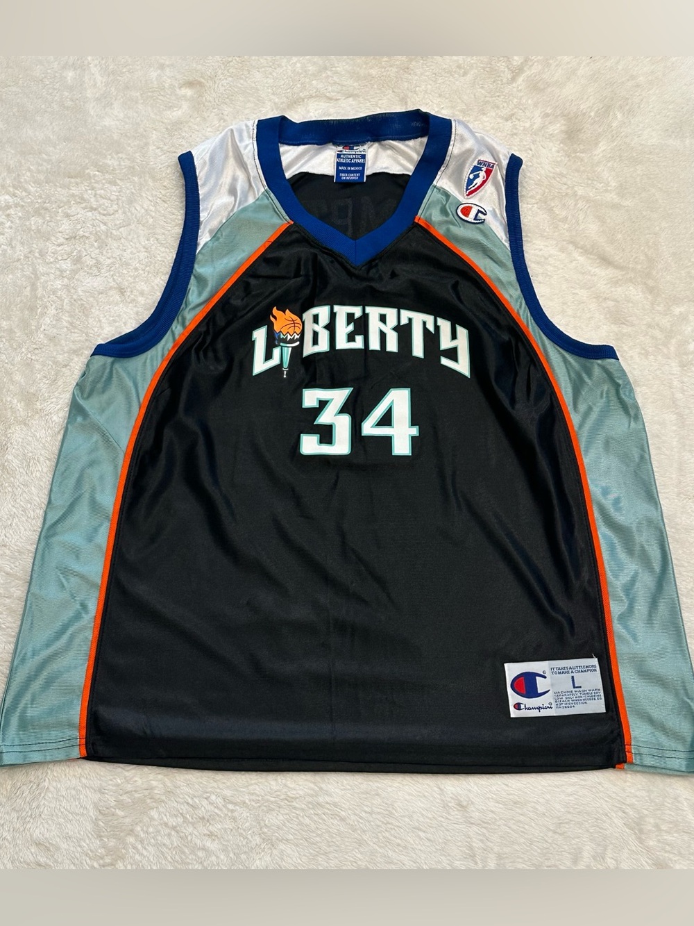 Vintage 90s Champion WNBA New York Liberty Kym Hampton 34 Jersey Mens L 44